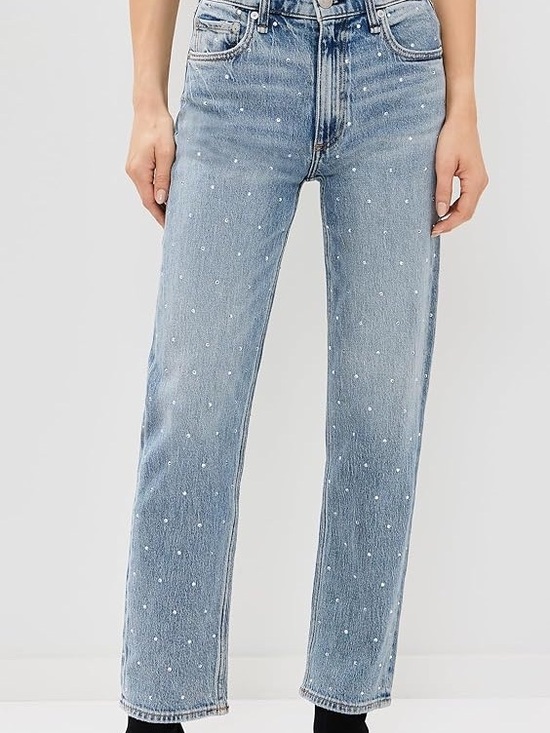 M.officer Denim - High-Rise Blue Denim Jeans with Pearl Accent